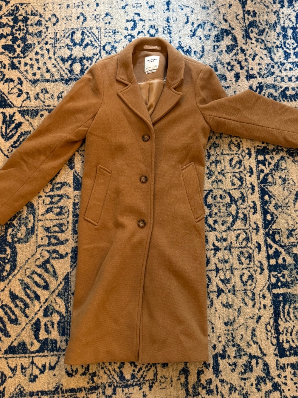 Abercrombie & Fitch Wool-Blend Dad Coat in Camel XS - Tan, Beige